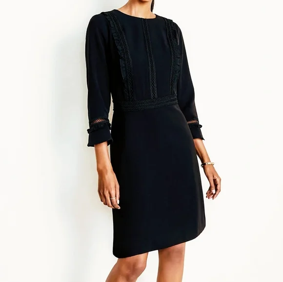 Ann Taylor Bell Sleeve Black Sheath Dress